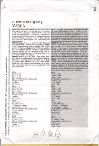 OOP Vogue Accessories Hats Bags Purses Handbags Shrug Sewing Pattern Misses UPIC - Picture 35 of 39