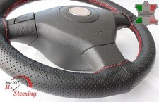 FOR INFINITI QX80 14-19 BLACK PERF LEATHER STEERING WHEEL COVER RED STIT