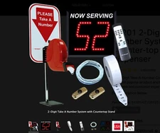 2-Digit Take A Number System with Counter Top Ticket Dispenser
