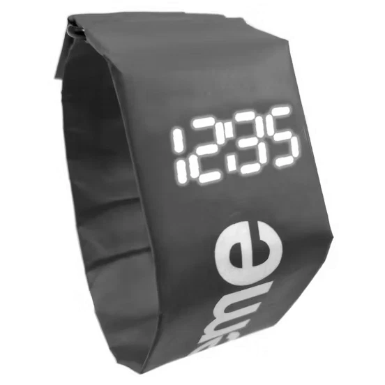 ? SUPREME Bracciale Orologio Digitale Flessibile “Carta” (Nero) Impermeabile NUOVO