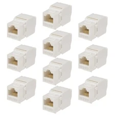 10 Pcs Cat6 RJ45 Ethernet LAN Network Keystone Jack Tool Less 180 Degree White