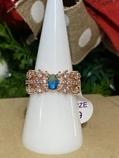 BOMB PARTY RBP4955 “The Iris Ring” Azure Blue Bi Color Tourmaline CZ Ring Size 9