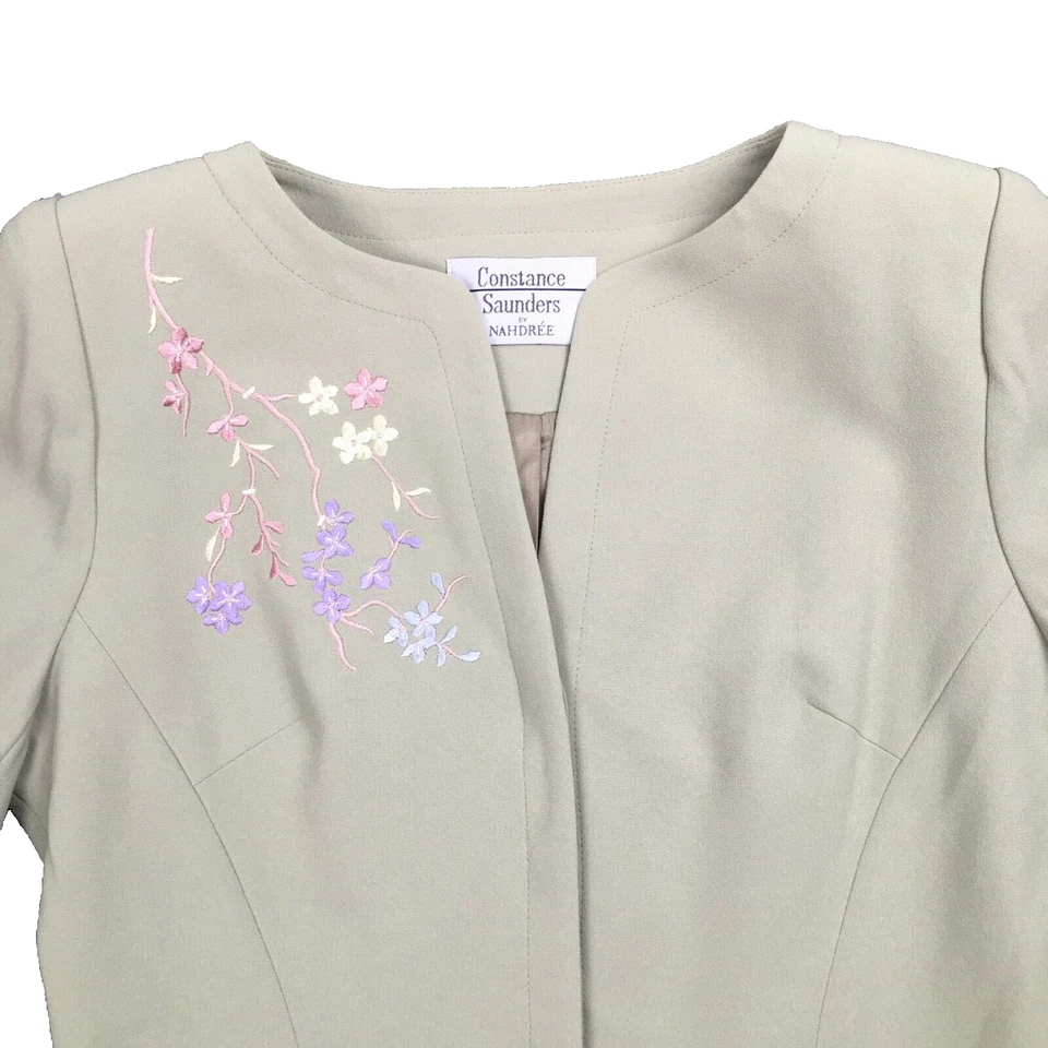 Blazer feminino Constance Saunders by Nahdree tamanho 8 verde pálido bordado novo sem etiquetas - Imagem 2 de 4