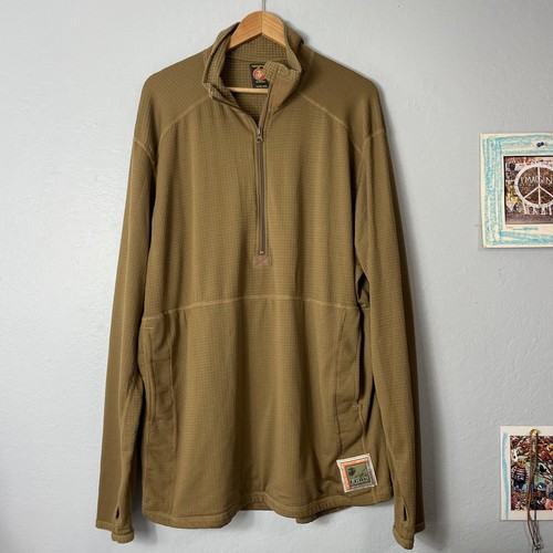 USMC POLARTEC FROG Grid Fleece 1/2 Zip Pullover Coyote Brown XL Long