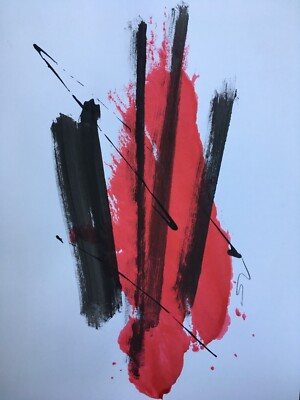 Original signierte Tusche Grafik Abstrakt Expressionist Skizze A3