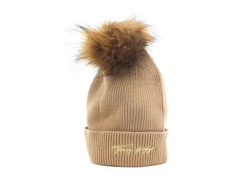 TOMMY HILFIGER Berretta Pom Pom Risvolto Beige AW0AW010996 | eBay