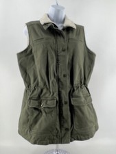 L.l. Bean Women's Classic Utility Vest Sherpa-lined Olive Green Medium