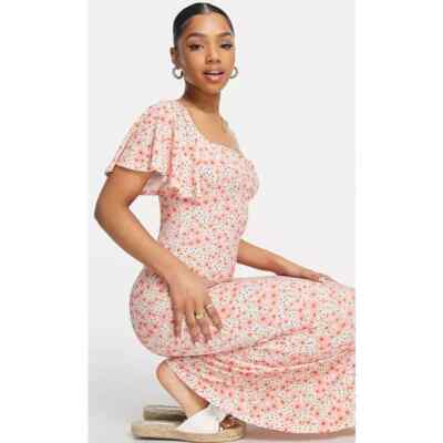 knee length dresses for ladies Green Floral Print Midi Shirt Dress - The Cotton Shop main image 1