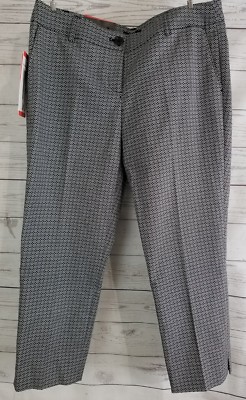 NWT HILARY RADLEY Slim Leg Crop Ankle Pants Black White Print Size