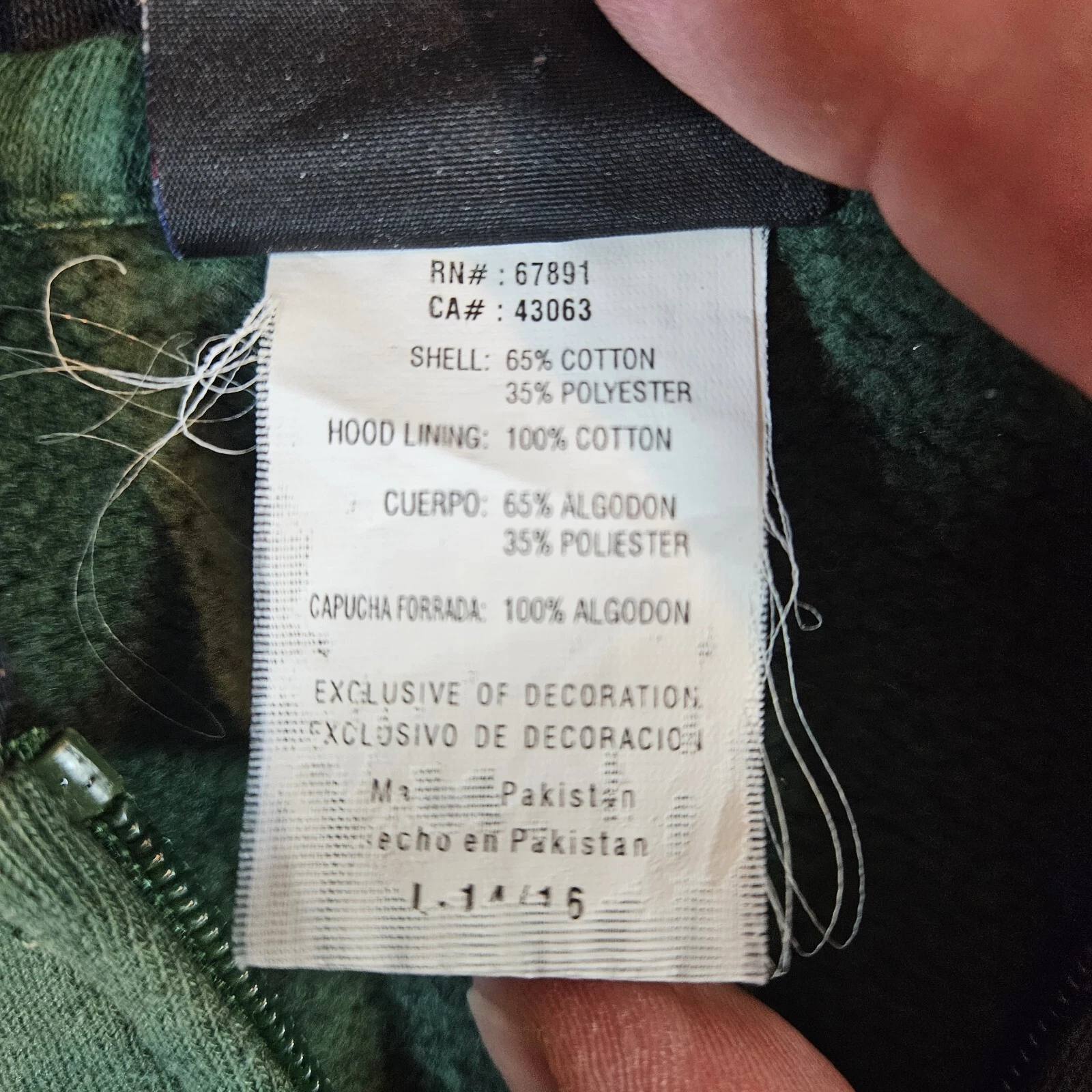 VETEMENTS Felpa con cappuccio verde New York Jets ragazzi ragazzi grande 14 16 cerniera NFL