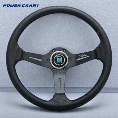 14' JDM Sport Leather Steering Wheel 350mm Deep Corn Classic Drift Racing Sim