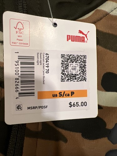 Puma Sz S Contrast Blocked Camouflage Full Zip Jacket Mens Green 670419 $65 - Picture 5 of 5