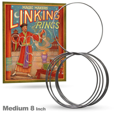 8” MEDIUM STAGE CHINESE LINKING RINGS + DVD Metal Magic