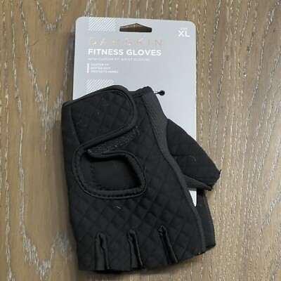 Danskin Fitness Glove Women Extra Large XL Black Half Finger Quilted Gym Workout