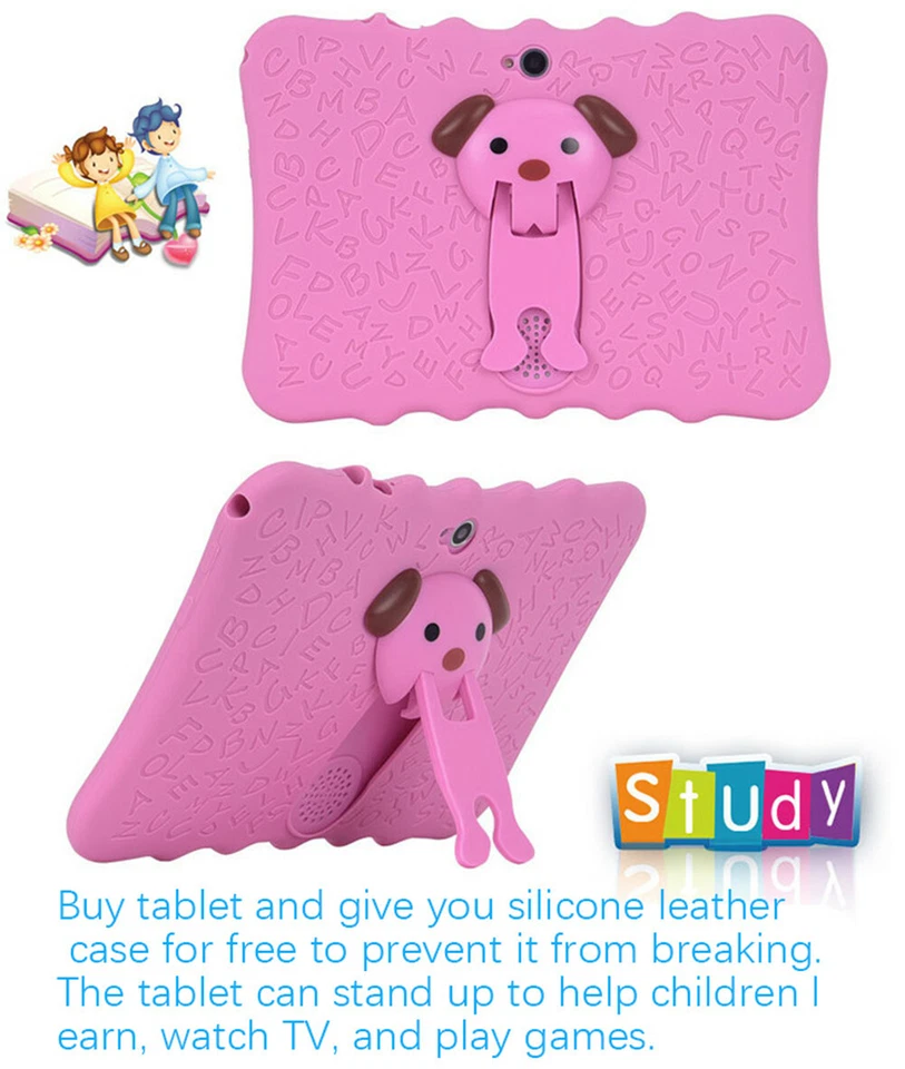 7" Kids Tablet PC 8GB Wifi Android 6.0 Learning PAD Dual Cameras Bundle Case - Image 2 of 4
