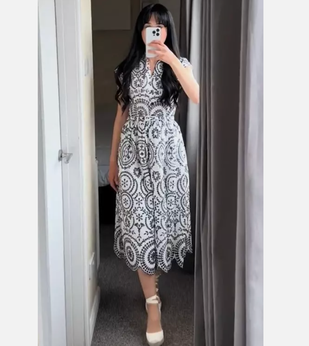 blue and white embroidered dress zara Boden Women's Octavia Cotton Dress in White main image 1