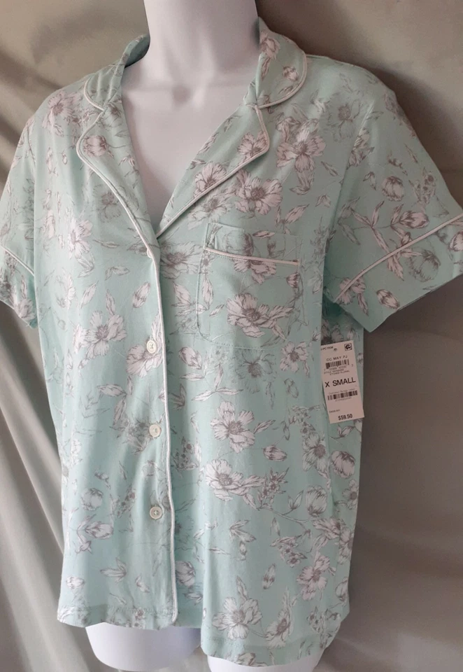 Conjunto de Pijama Charter Club Verde Cinza Manga Curta Calça Capri X- Pequeno 38" BUSTO - Imagem 2 de 4