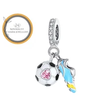 Soccer Shoe And Ball Dangle Charm For Bracelet, Soccer Team Charm, Sport Charm