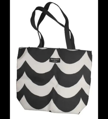 Marimekko Clinique Tote Bag Waves Black White Designer Travel Shopping
