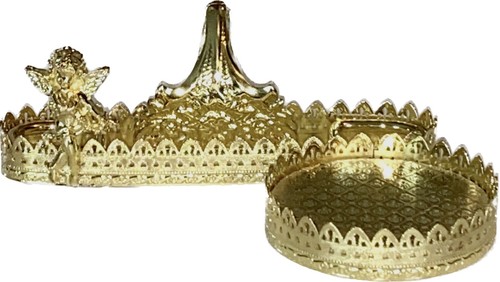 Vintage Brass Filigree w/Cherub Display Stand For Tea Cup & Saucer