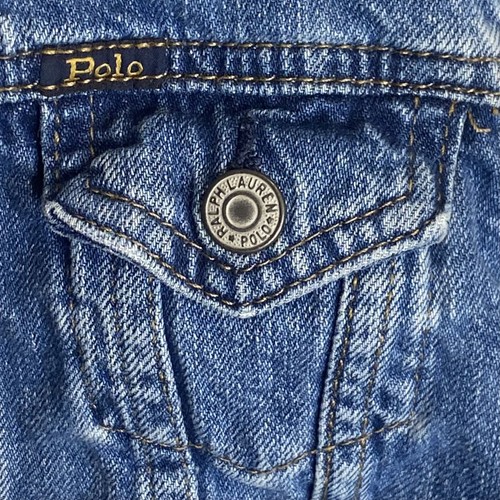 Vintage Polo Ralph Lauren Jean Jacket Kids 5 Flesh Pony Embroidered Classic Crop - Picture 8 of 10