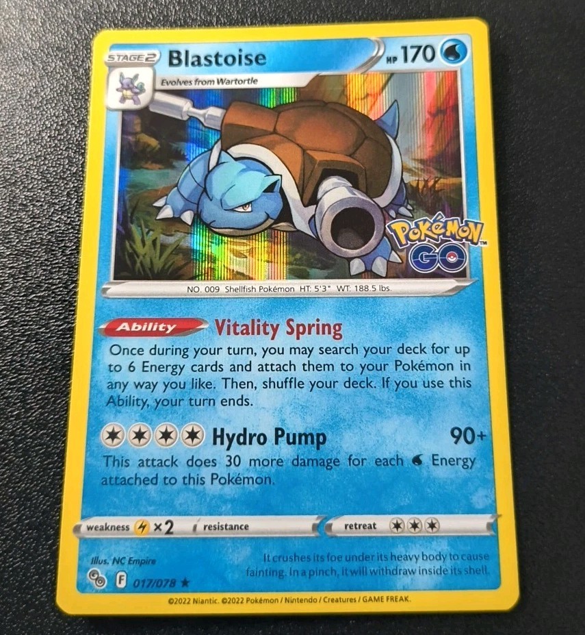 Pokemon Go Blastoise Holo Rare Card 017/078 LP