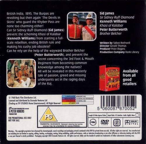 CARRY ON UP THE KHYBER Roy Castle*Sidney James^Ken Williams*Joan Sims PROMO DVD - Picture 2 of 2