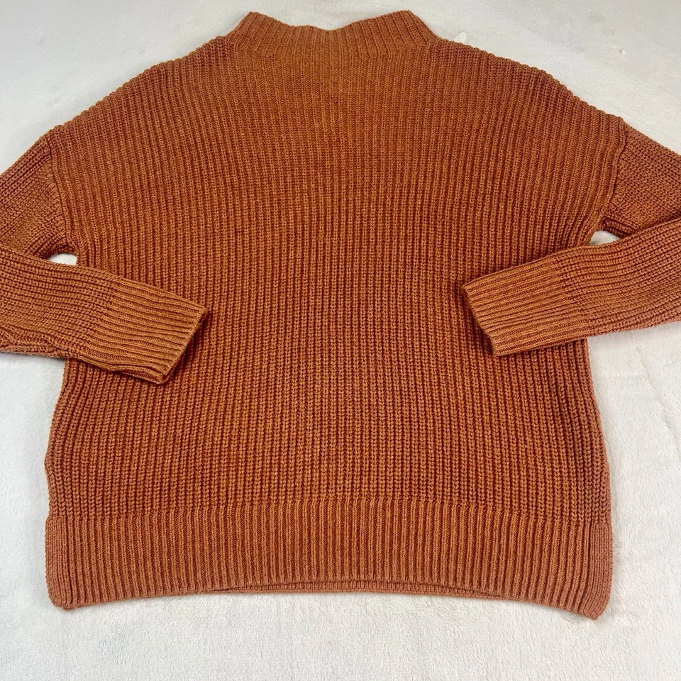Suéter Max Studio Para Mujer M Naranja Óxido Algodón Acanalado Grueso Tejido Cuello Simulado Foto 2 de 4