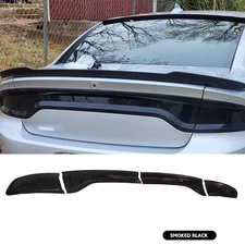 Smoked Black ABS Rear Tail Light Lamp Trim Cover Set For Dodge Charger 2015-2023