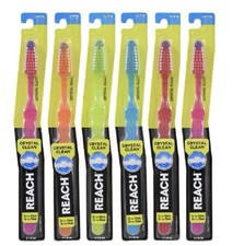 REACH Crystal Clean Firm Adult Toothbrush, 1 ea - Colors May Vary Pack of 6 