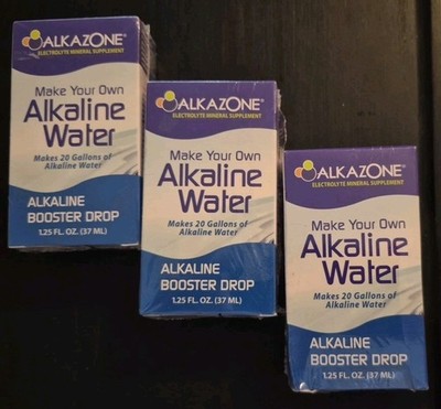 3 Alkazone Make Your Own Alkaline Water Booster Drop 1.25  Fl Oz Ea. 09/2027