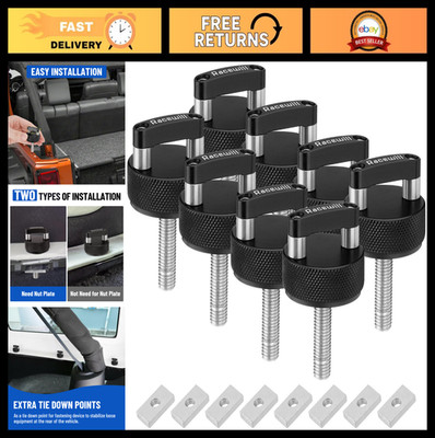 8PCS Black Quick Removal Thumb Screws & Nut Plates for Ford Bronco & Jeep Wrangl