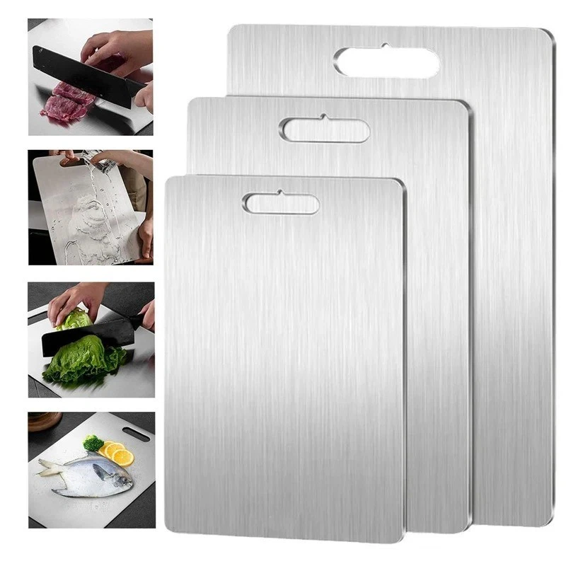Stainless Steel Cutting Board Double-Sided Titanium Chopping Board for Kitchen
Opens in a new window