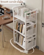 Ornestia Book Cart with Wheels, 150 lbs Library 3, White 