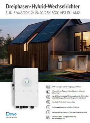 Deye Hochvolt Hybrid Solar 3-Phasen Wechselrichter 15KW Sun 15K
