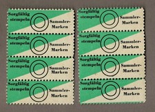 DDR: 8 Zusatz-Aufkleber &bdquo;Sorgf&auml;ltig stempeln / Sammler-Marken&ldquo;, postfrisch