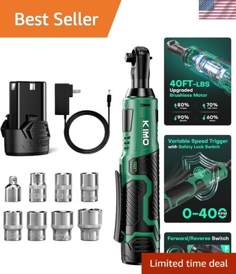 Lightweight KIMO Cordless Ratchet Wrench Set - Includes 1/4'' Adapter, 7 Sockets
