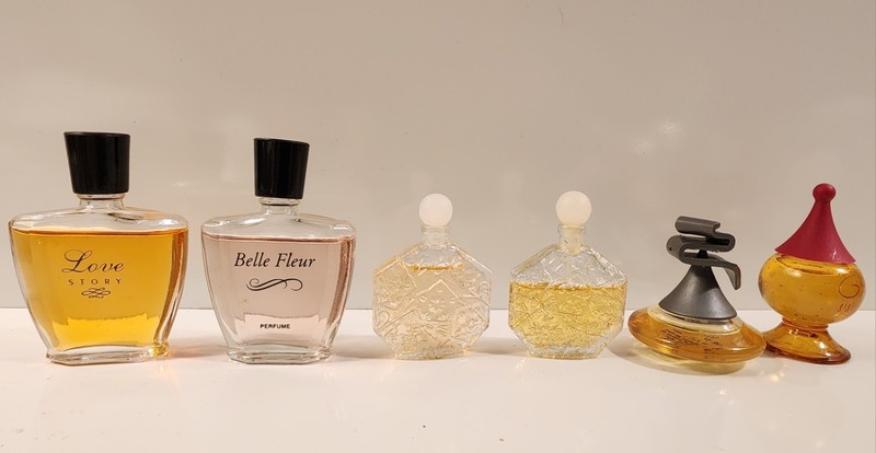 Vintage MINI Perfume Lot of 6, Romeo, BELLE FLEUR, OMBRE ROSE, GIGLY, EAU DE 