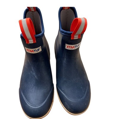 XTRATUF Mens 6 Inch Ankle Deck Boots Navy Red Size 8