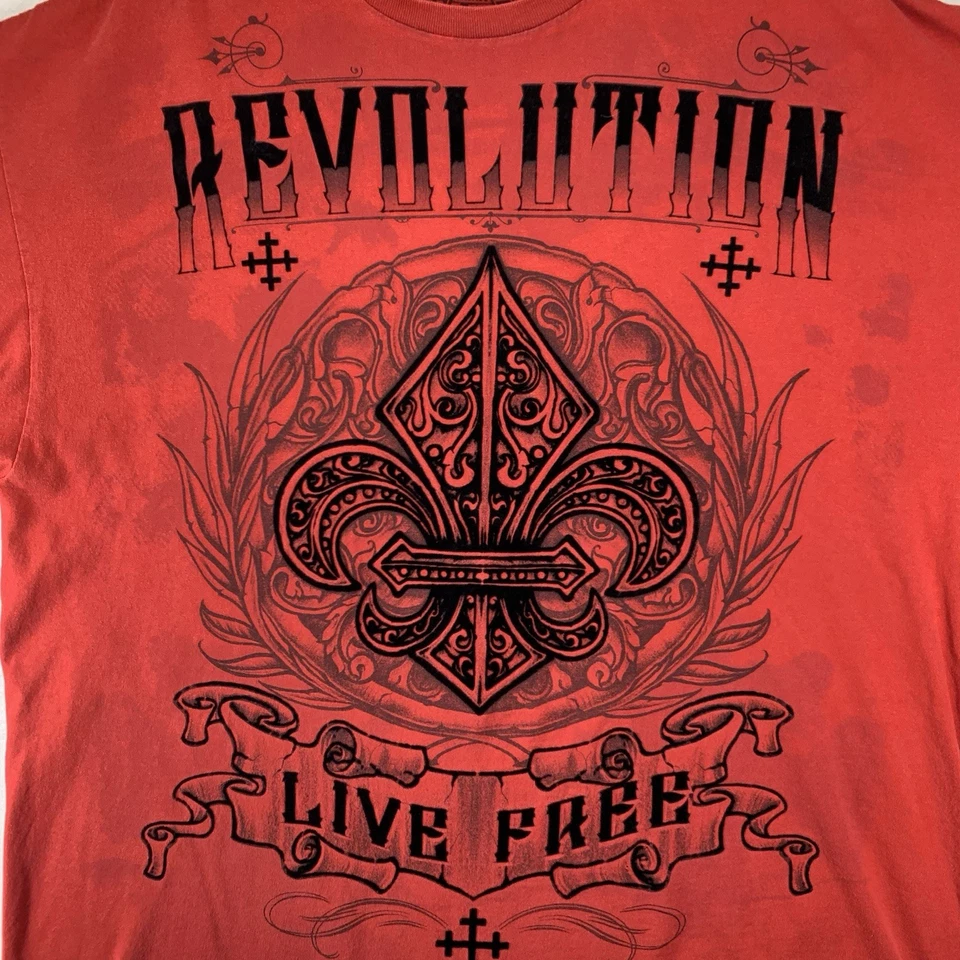 Y2k MMA Elite TAPOUT UFC Flocado Flor de Lis Jumbo Impresión AOP Aflicción Logo Foto 2 de 4