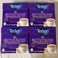 Lot of 4 Tetley British Blend Premium Black Tea 80 Bags Each 320 Total BB 3/27