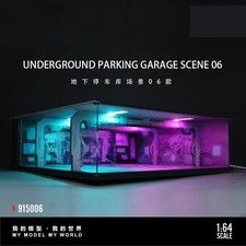Diorama 1/64 Diecast Car Garage Model LED 2-Story Parking Lot Display Case Scene