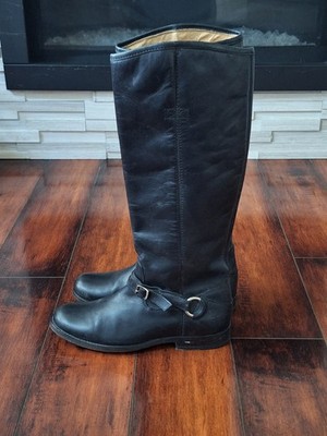 Frye Tall Black Leather Harness Riding Boots Size 7.5 B