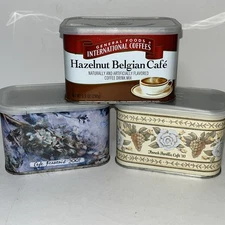 Vintage General Foods International Coffee Collector’s Metal Tins Lot Of 3 Empty