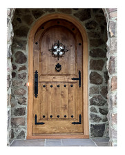 Rustic ALDER  lumber arch top door solid wood storybook  iron speakeasy custom
