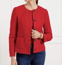 Talbots Berkshire Wool Blend Red Tweed Button Up Blazer Jacket Women Size 6