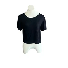 Michael Stars Black Relaxed Round Neck Cotton Modal Short Sleeve Top Tee OS