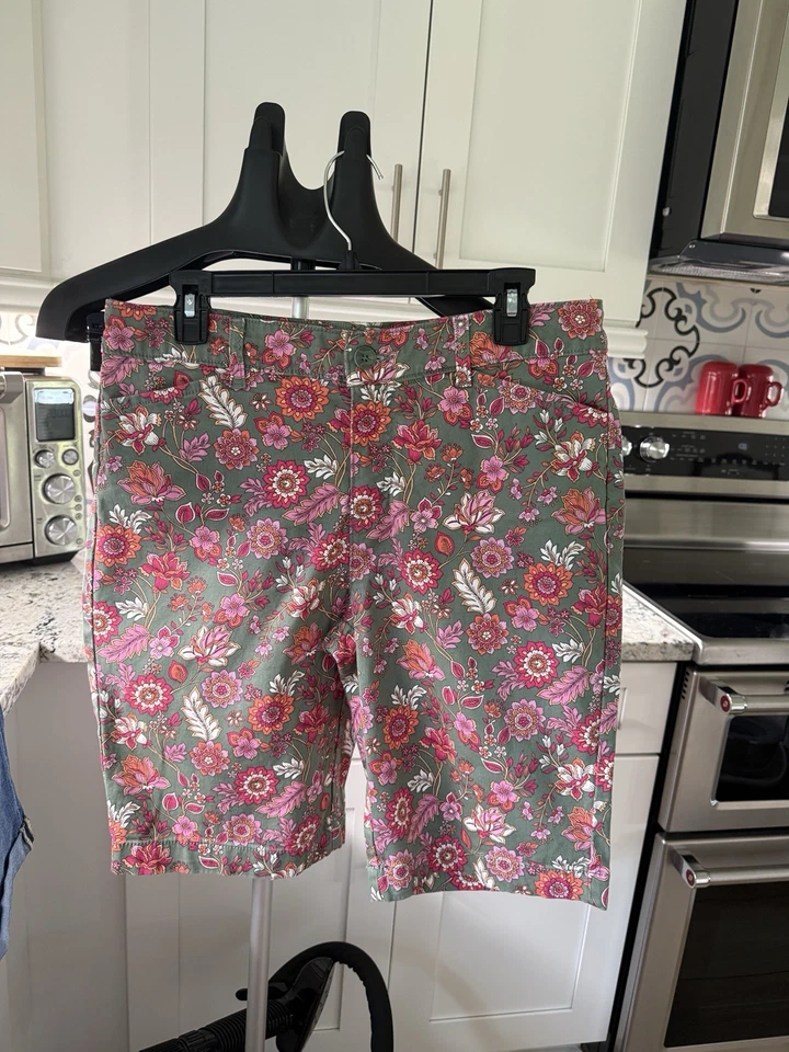 3 пары бермудских шорт St. John's Bay размер 10 дюймов цветочный/синий чек/джинсовая ткань  - Изображение 4 из 4