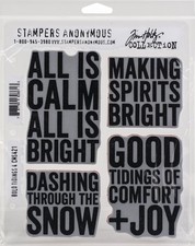 Tim Holtz Cling Stamps 7X8.5 Bold Tidings 4
