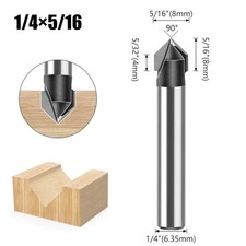 3Pcs 5/16" 90 Degree V Groove Router Bits, 1/4" Shank, Carbide Tipped, CNC